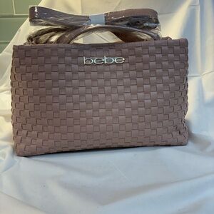 bebe Woven Tote in Dusty Pink